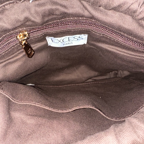 NWT Excess Paris “Ruth” Camel Paris “Ruth” Camel Basketweave Drawstring Bag - Picture 8 of 9
